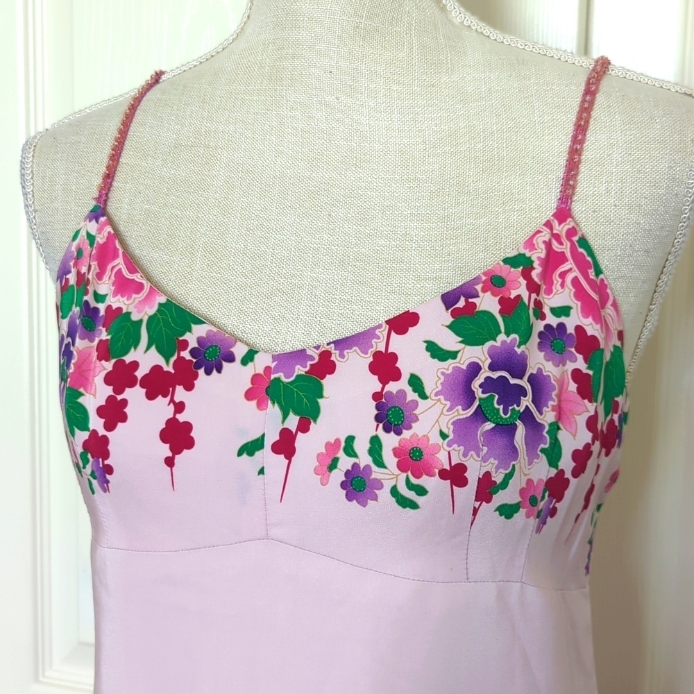Nanette Lepore Petites Asian Floral Print Pink Silk Dress - Picture 2 of 11